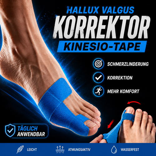 Vorgeschnittenes Kinesiologie-Tape zur Korrektur von Ballenzehen