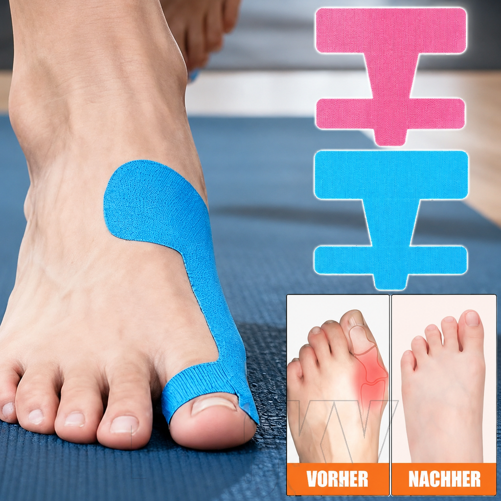 Vorgeschnittenes Kinesiologie-Tape zur Korrektur von Ballenzehen