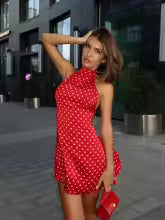 Amélie Polka-Dot Neckholder-Kleid